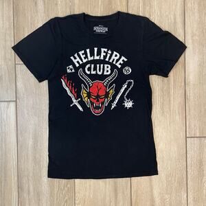 Stranger Things Hellfire Club Graphic T-Shirt Black Small Netflix